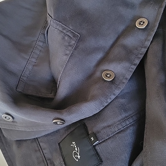SOLD Rails Rowen Military Jacket In Dark Grey Star Embroidery Tencel Spring Lin - Picture 13 of 13